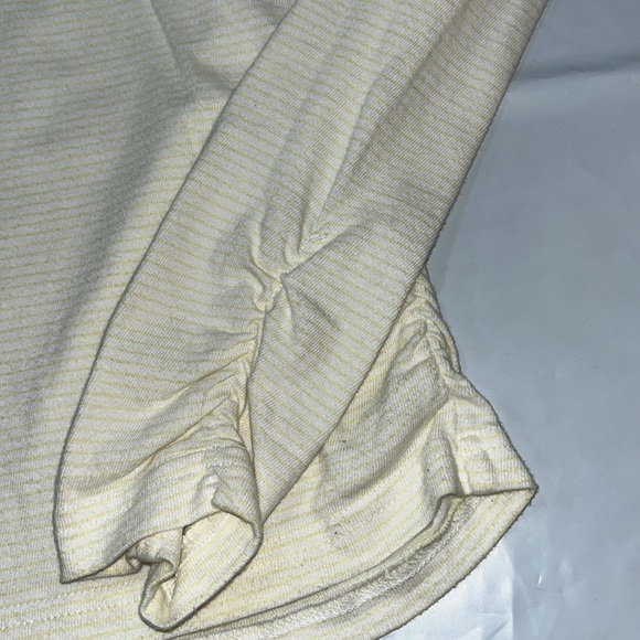 Sundance light yellow SHIRT long ruched sleeved thin Stripes round neck cotton M - Picture 8 of 13